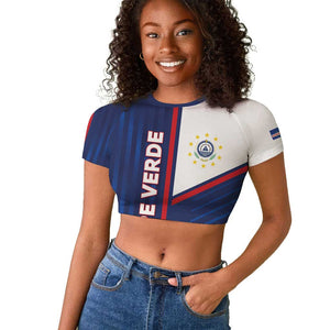 Custom Cape Verde Football Raglan Cropped T shirt Unique Style - African Pride