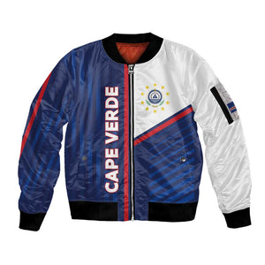 Custom Cape Verde Football Sleeve Zip Bomber Jacket Unique Style - African Pride