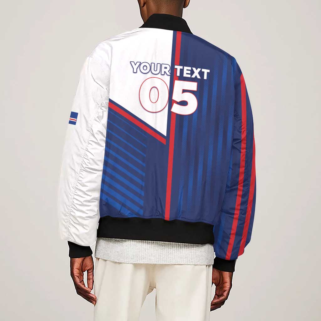 Custom Cape Verde Football Sleeve Zip Bomber Jacket Unique Style - African Pride