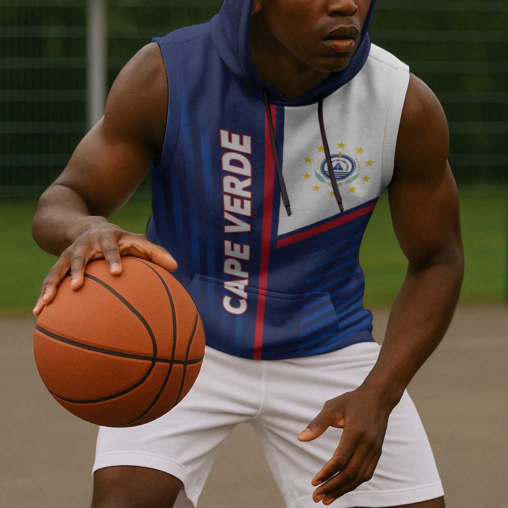 Custom Cape Verde Football Sleeveless Hoodie Unique Style - African Pride