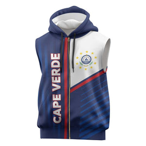 Custom Cape Verde Football Sleeveless Zip Hoodie Unique Style - African Pride