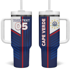 Custom Cape Verde Football Tumbler With Handle Unique Style - African Pride