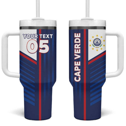 Custom Cape Verde Football Tumbler With Handle Unique Style - African Pride