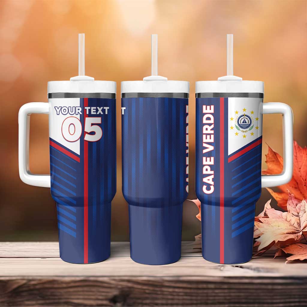 Custom Cape Verde Football Tumbler With Handle Unique Style - African Pride