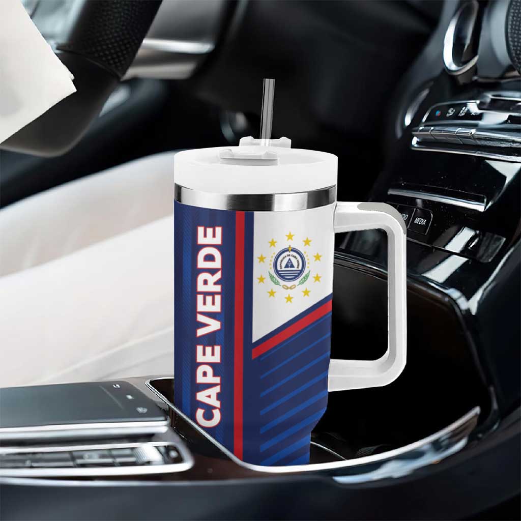Custom Cape Verde Football Tumbler With Handle Unique Style - African Pride