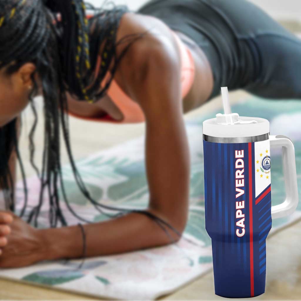 Custom Cape Verde Football Tumbler With Handle Unique Style - African Pride