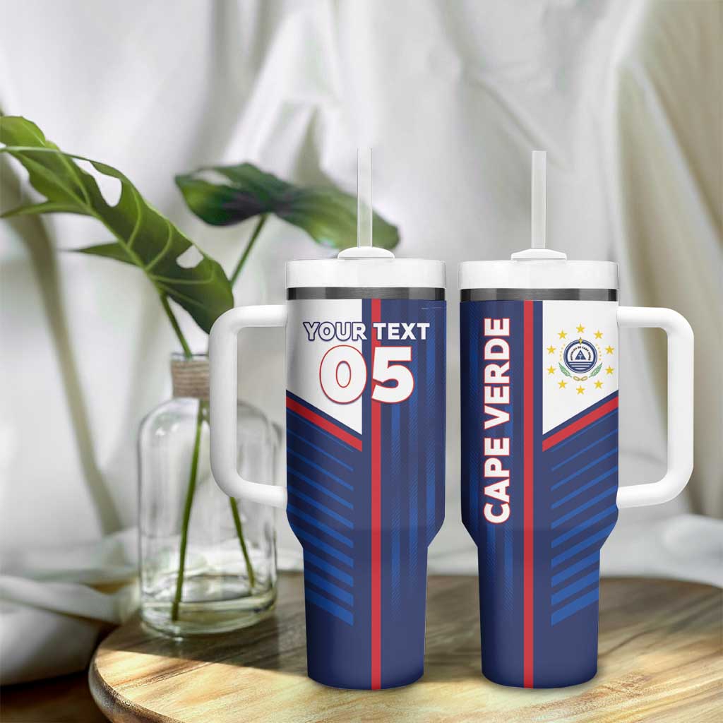 Custom Cape Verde Football Tumbler With Handle Unique Style - African Pride