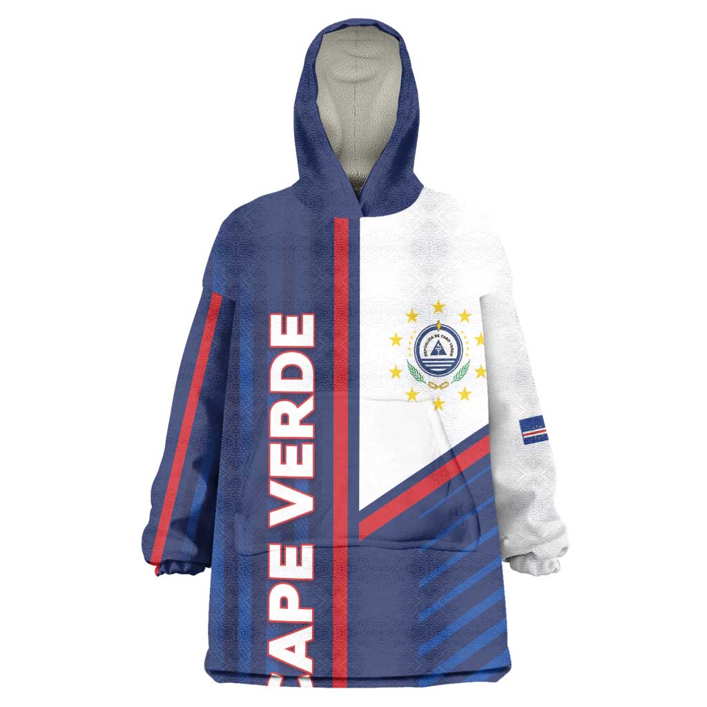 Custom Cape Verde Football Wearable Blanket Hoodie Unique Style - African Pride