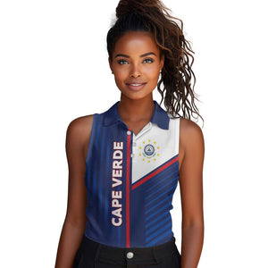 Custom Cape Verde Football Women Sleeveless Polo Shirt Unique Style - African Pride