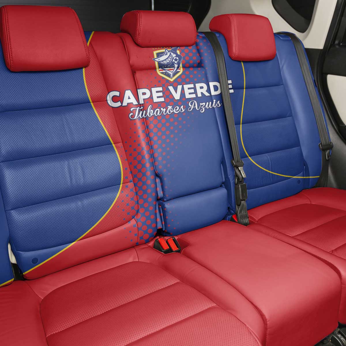 Cape Verde Football Back Car Seat Cover Blue Sharks Make History - African Pride