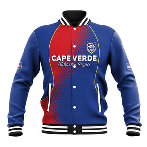 Custom Cape Verde Football Baseball Jacket Blue Sharks Make History - African Pride