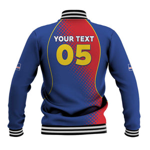 Custom Cape Verde Football Baseball Jacket Blue Sharks Make History - African Pride