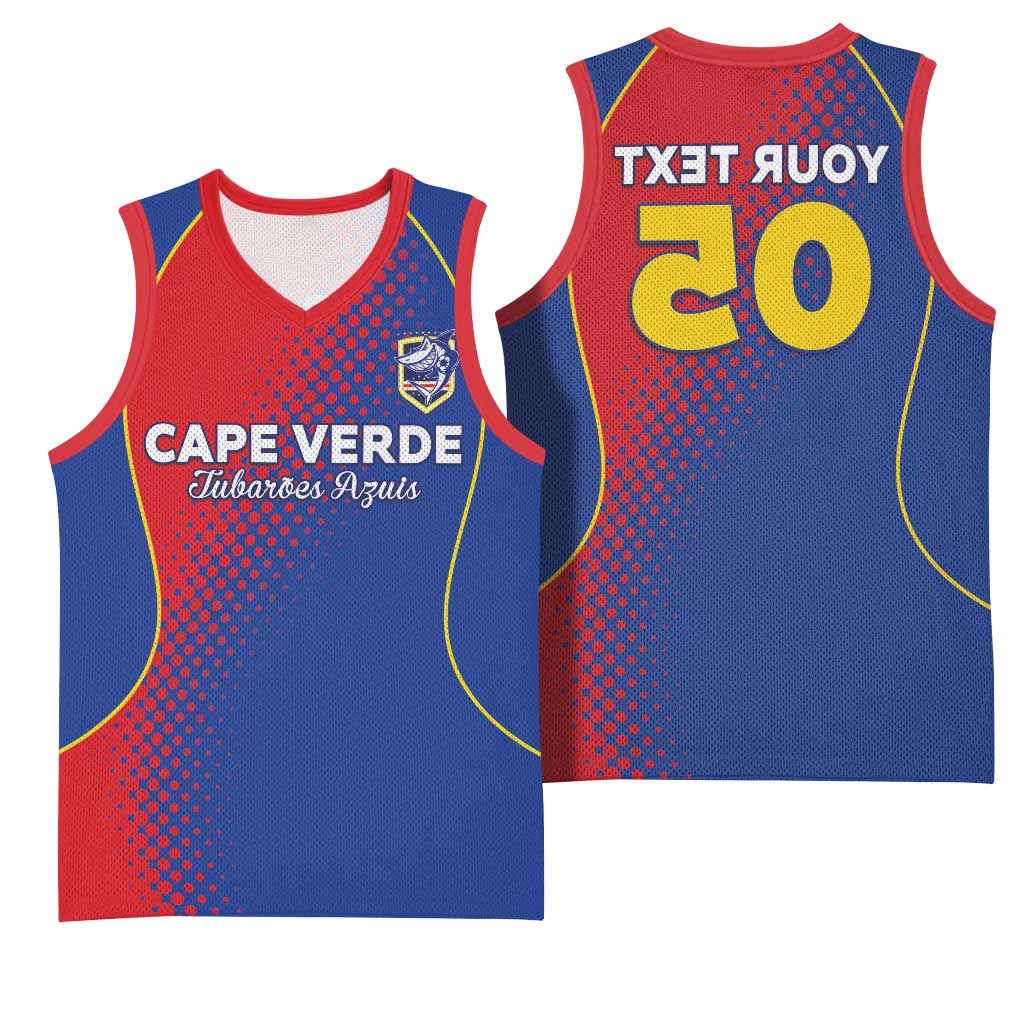 Custom Cape Verde Football Basketball Jersey Blue Sharks Make History - African Pride