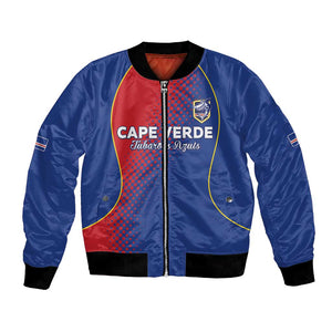 Custom Cape Verde Football Bomber Jacket Blue Sharks Make History - African Pride
