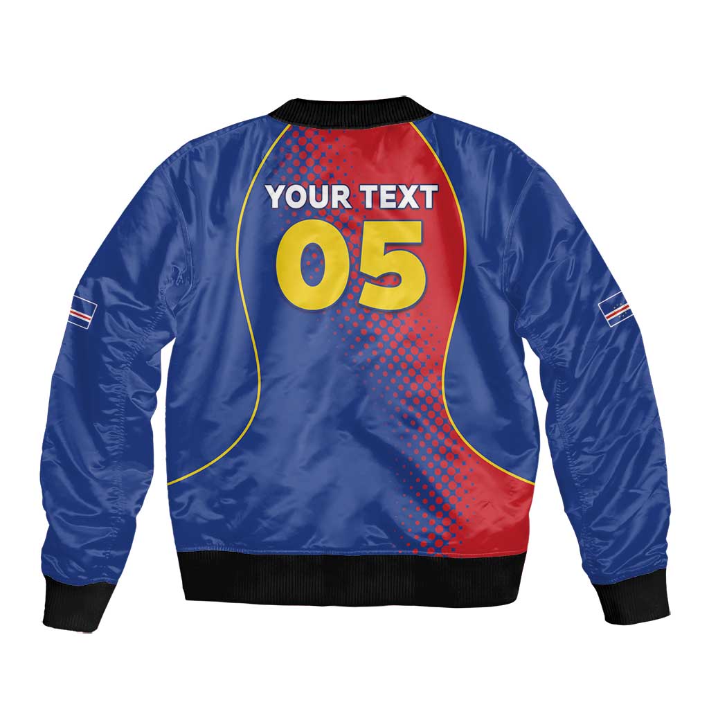 Custom Cape Verde Football Bomber Jacket Blue Sharks Make History - African Pride