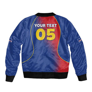 Custom Cape Verde Football Bomber Jacket Blue Sharks Make History - African Pride