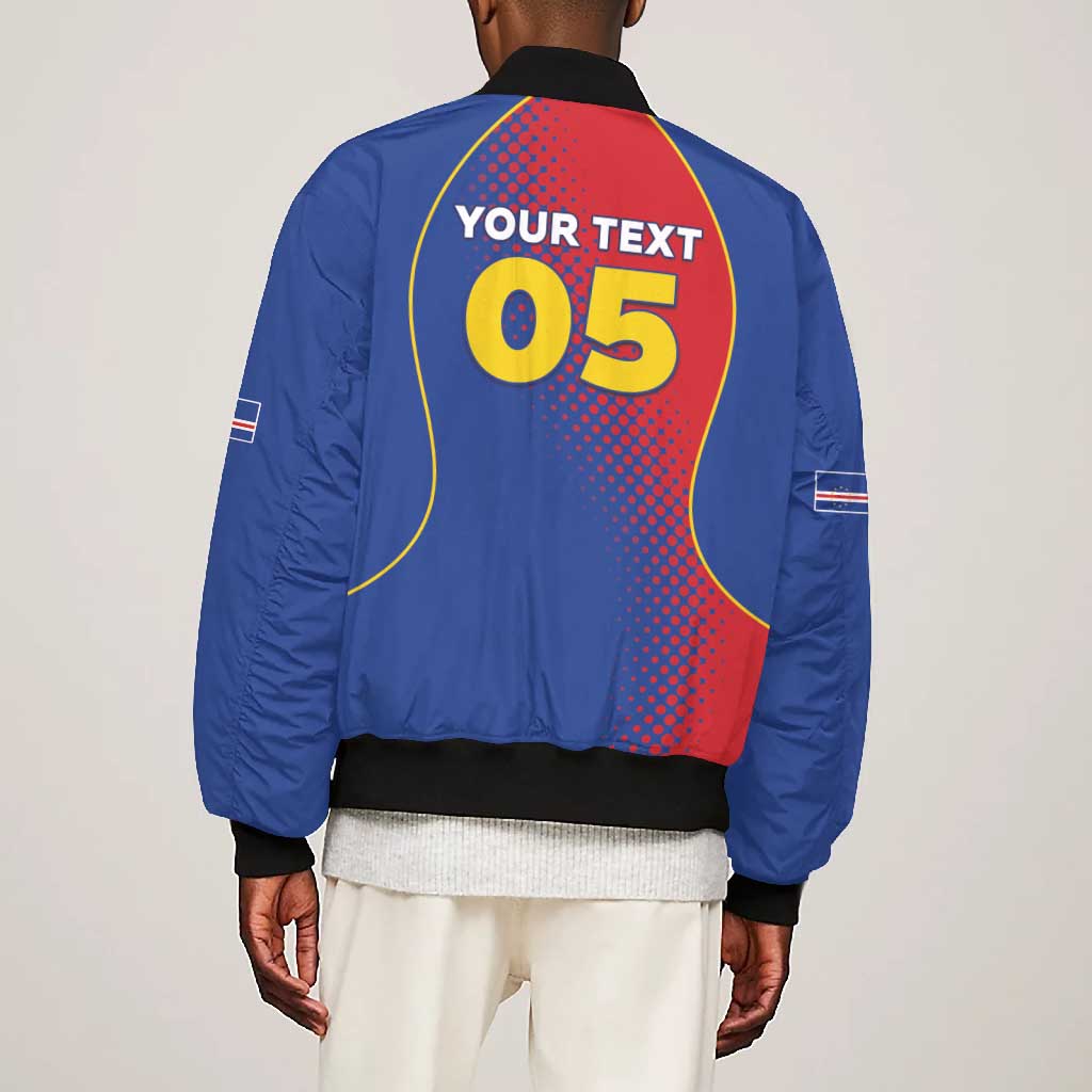 Custom Cape Verde Football Bomber Jacket Blue Sharks Make History - African Pride