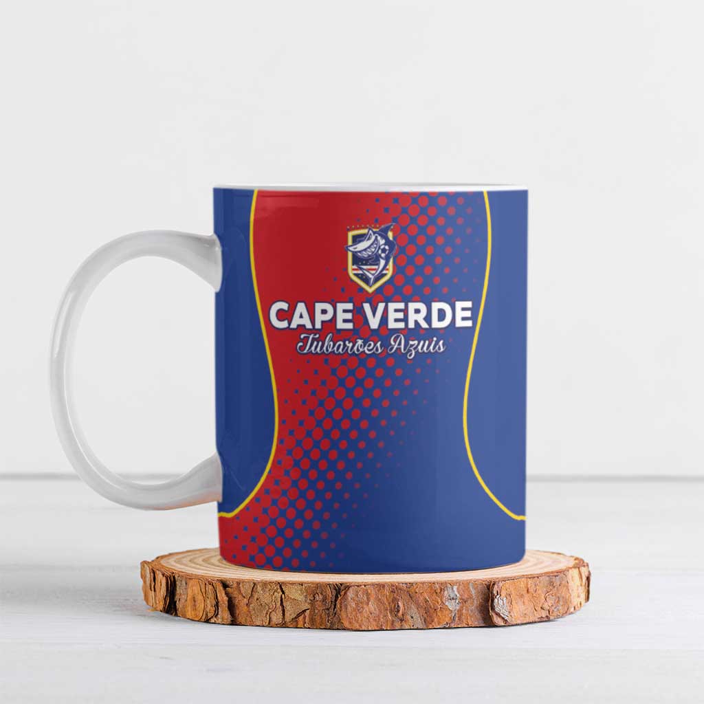 Custom Cape Verde Football Ceramic Mug Blue Sharks Make History