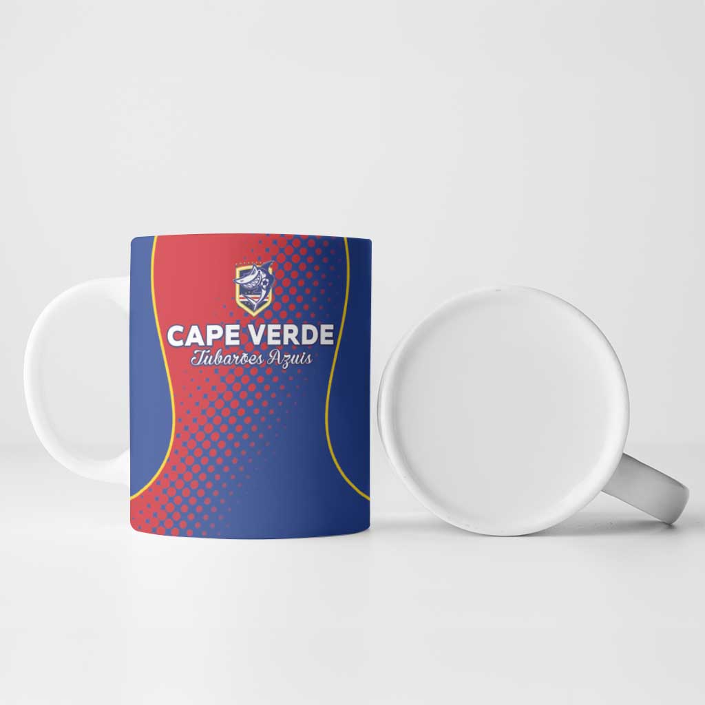 Custom Cape Verde Football Ceramic Mug Blue Sharks Make History