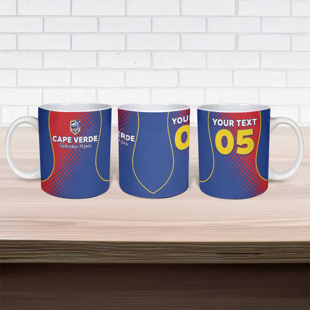 Custom Cape Verde Football Ceramic Mug Blue Sharks Make History