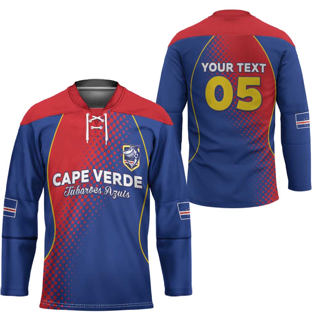 Custom Cape Verde Football Hockey Jersey Blue Sharks Make History