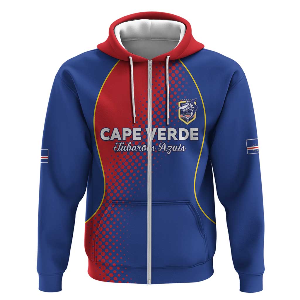 Custom Cape Verde Football Hoodie Blue Sharks Make History - African Pride