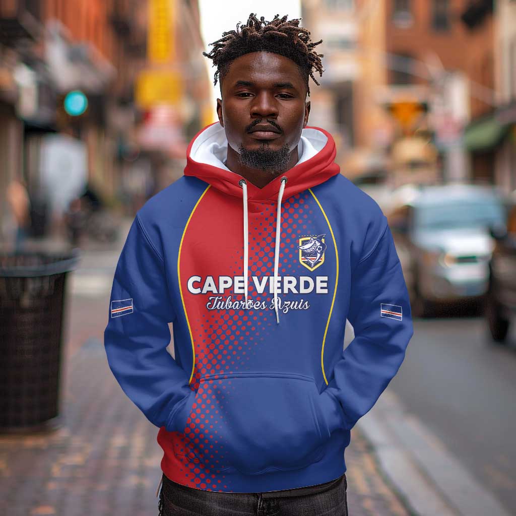 Custom Cape Verde Football Hoodie Blue Sharks Make History - African Pride