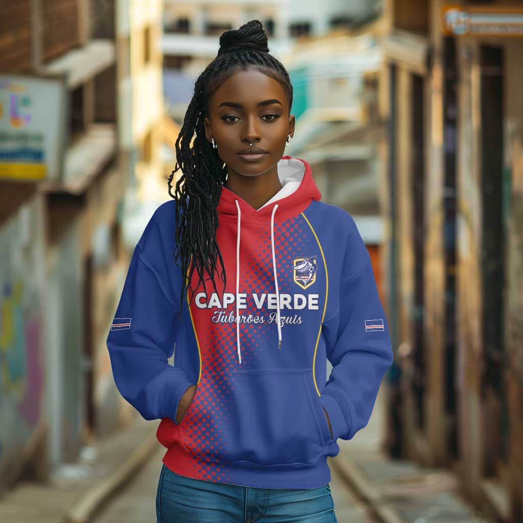 Custom Cape Verde Football Hoodie Blue Sharks Make History - African Pride