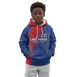 Custom Cape Verde Football Kid Hoodie Blue Sharks Make History - African Pride