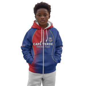 Custom Cape Verde Football Kid Hoodie Blue Sharks Make History - African Pride