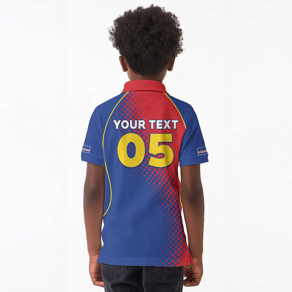 Custom Cape Verde Football Kid Polo Shirt Blue Sharks Make History - African Pride