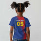 Custom Cape Verde Football Kid T shirt Blue Sharks Make History - African Pride