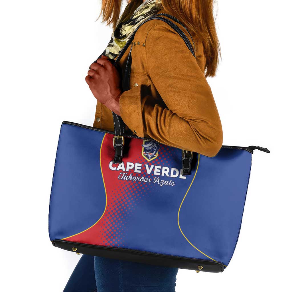 Cape Verde Football Leather Tote Bag Blue Sharks Make History - African Pride