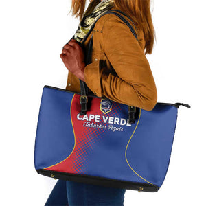 Cape Verde Football Leather Tote Bag Blue Sharks Make History - African Pride