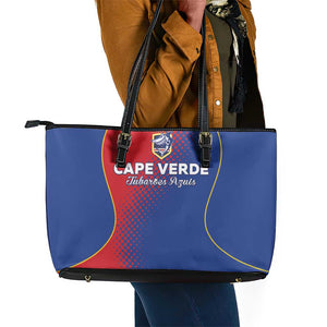 Cape Verde Football Leather Tote Bag Blue Sharks Make History - African Pride