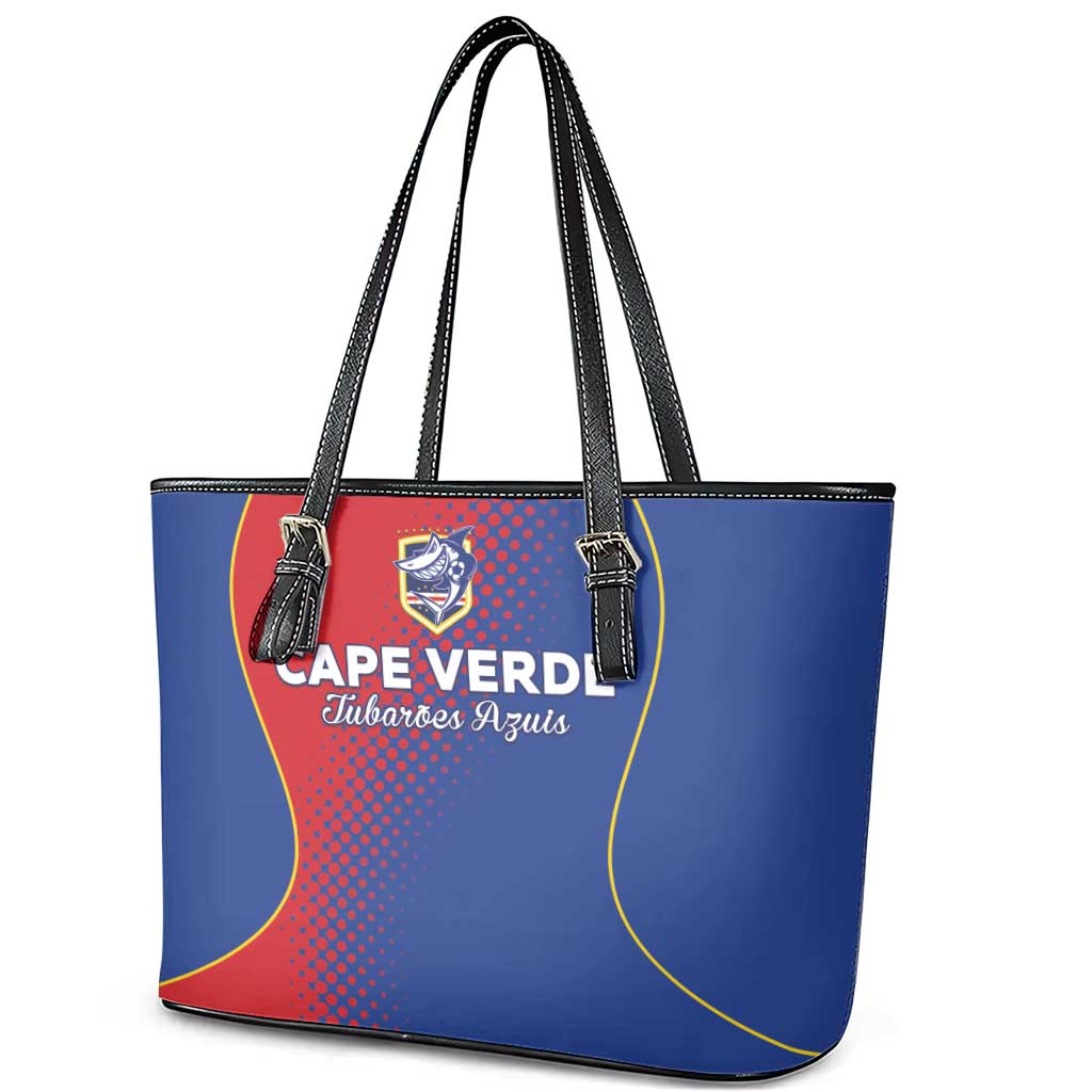 Cape Verde Football Leather Tote Bag Blue Sharks Make History - African Pride