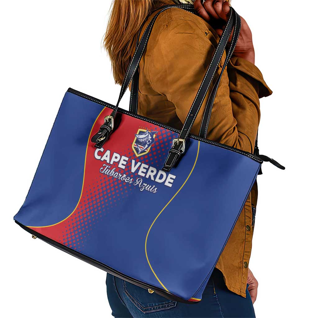 Cape Verde Football Leather Tote Bag Blue Sharks Make History - African Pride