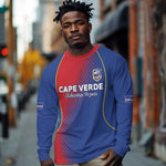 Custom Cape Verde Football Long Sleeve Shirt Blue Sharks Make History - African Pride