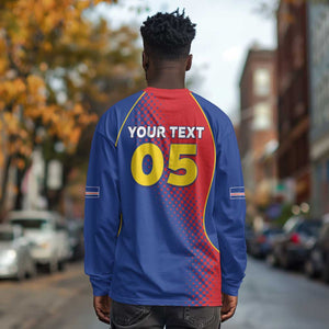 Custom Cape Verde Football Long Sleeve Shirt Blue Sharks Make History - African Pride