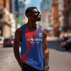 Custom Cape Verde Football Men Tank Top Blue Sharks Make History - African Pride