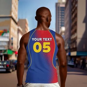 Custom Cape Verde Football Men Tank Top Blue Sharks Make History - African Pride