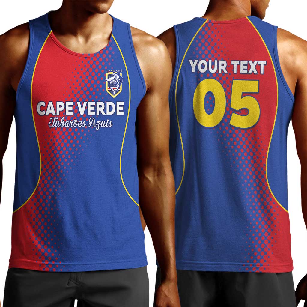 Custom Cape Verde Football Men Tank Top Blue Sharks Make History - African Pride