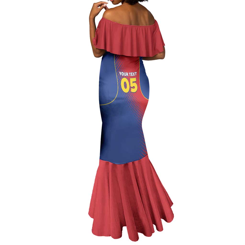 Custom Cape Verde Football Mermaid Dress Blue Sharks Make History - African Pride