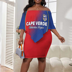 Custom Cape Verde Football Off Shoulder Short Dress Blue Sharks Make History - African Pride