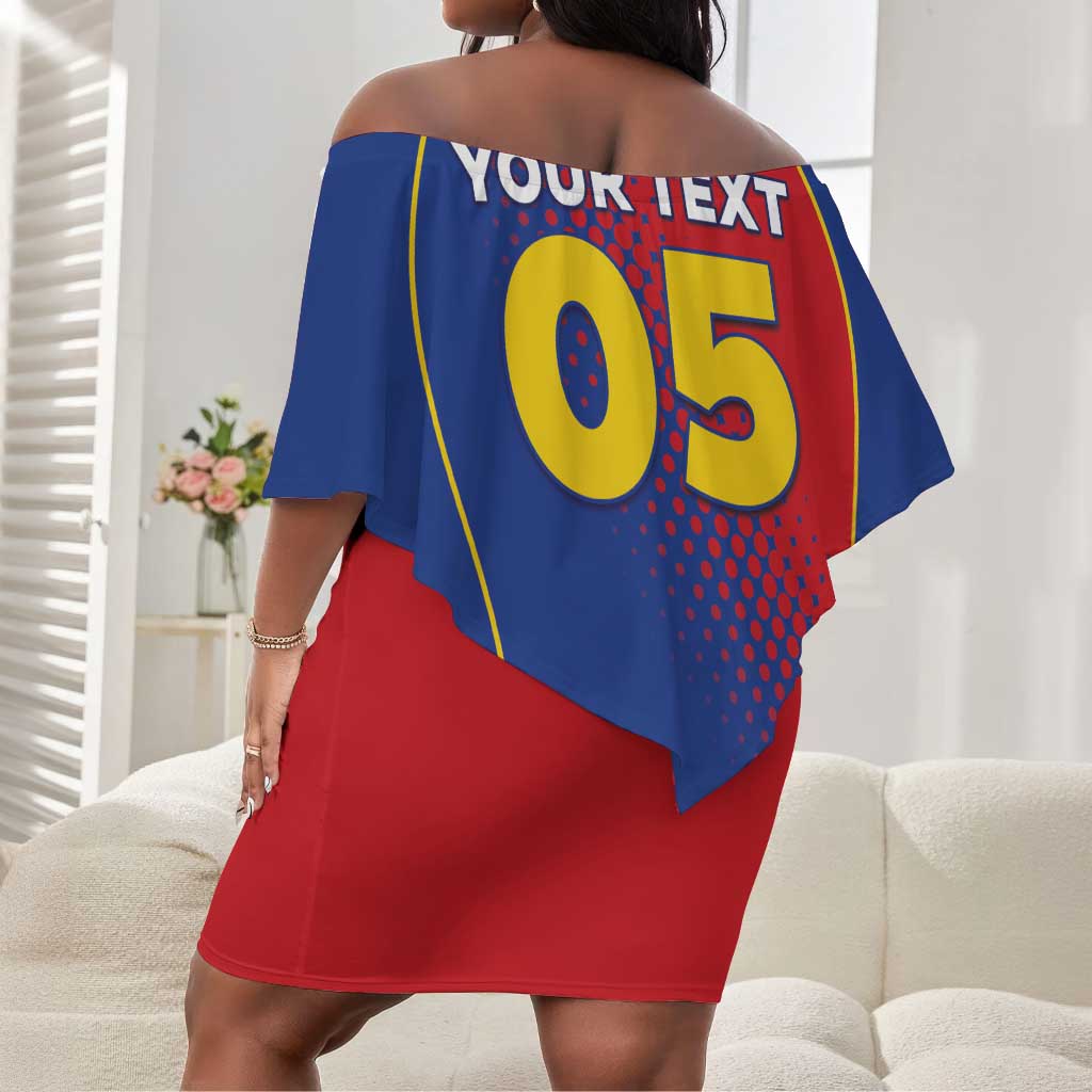Custom Cape Verde Football Off Shoulder Short Dress Blue Sharks Make History - African Pride