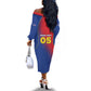 Custom Cape Verde Football Off The Shoulder Long Sleeve Dress Blue Sharks Make History - African Pride