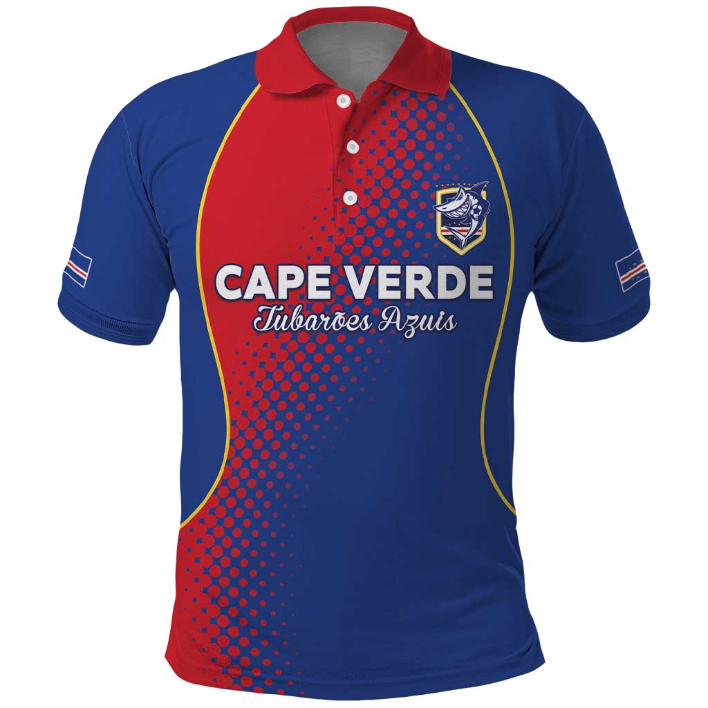 Custom Cape Verde Football Polo Shirt Blue Sharks Make History - African Pride