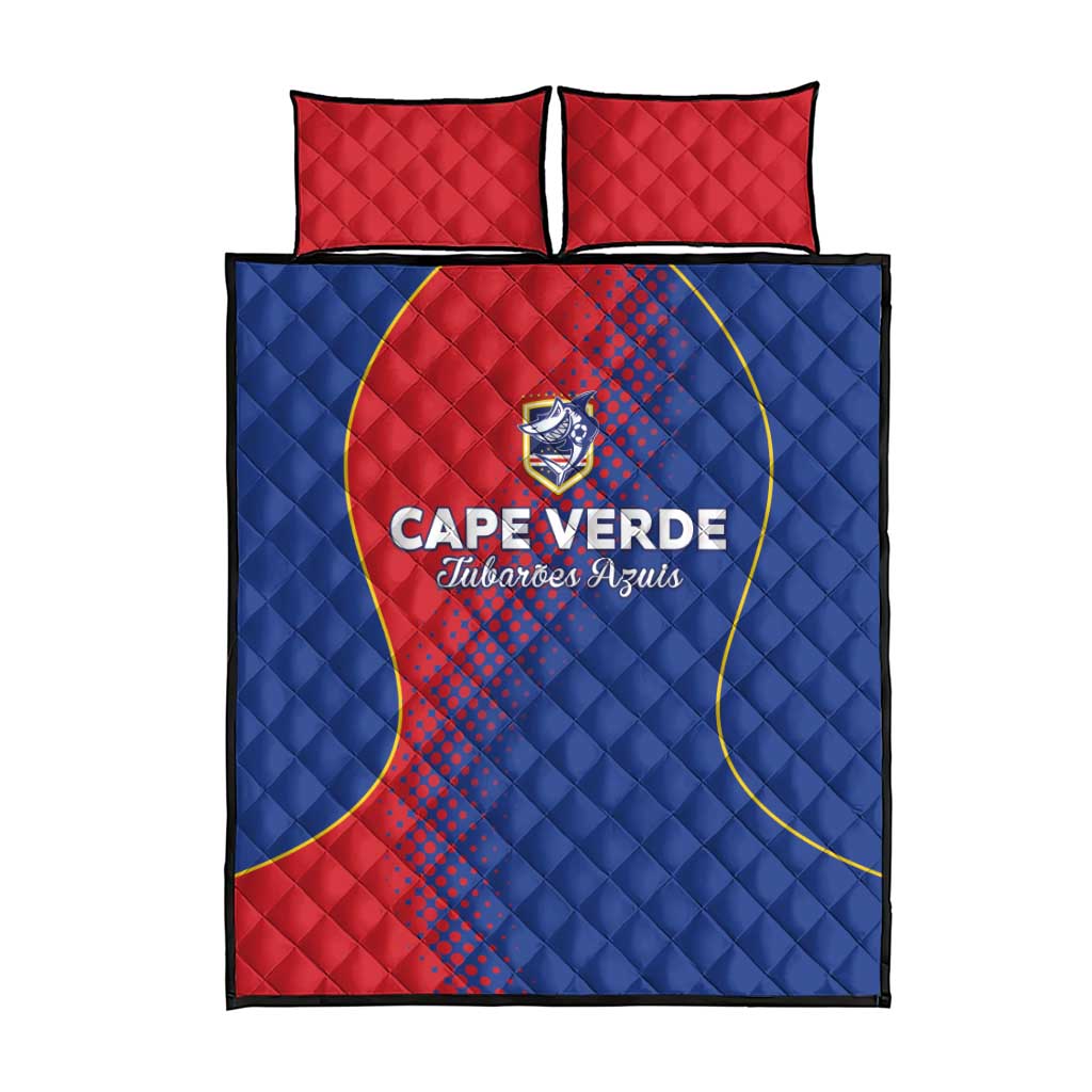 Cape Verde Football Quilt Bed Set Blue Sharks Make History - African Pride