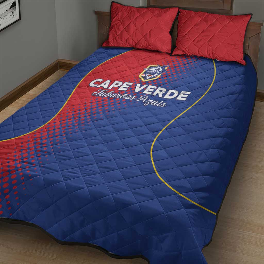 Cape Verde Football Quilt Bed Set Blue Sharks Make History - African Pride