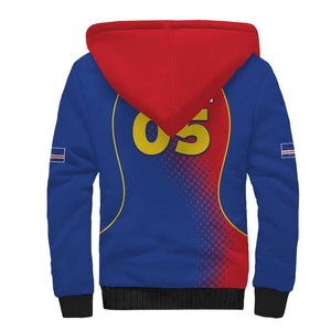 Custom Cape Verde Football Sherpa Hoodie Blue Sharks Make History - African Pride